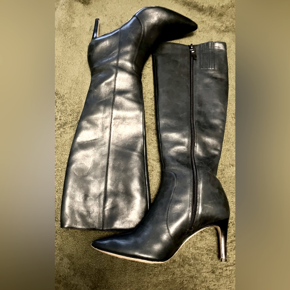 VIA SPIGA Size 6 Black Knee High Tall Leather Boots Made in Italy